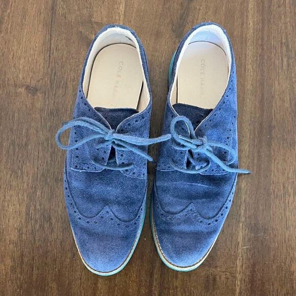 Cole Hann Lunargrand suede blue loafers size 7B - Picture 2 of 9